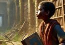 A-young-boy-named-Kelechi-discovering-an-old-forgotten-library-within-the-ruins-of-an-ancient-city-in-the-heart-of-the-African-jungle